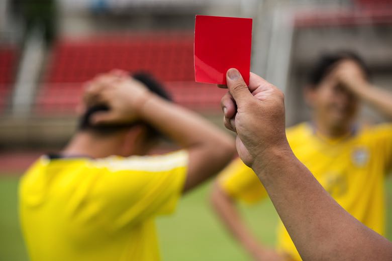 Player handed a red card