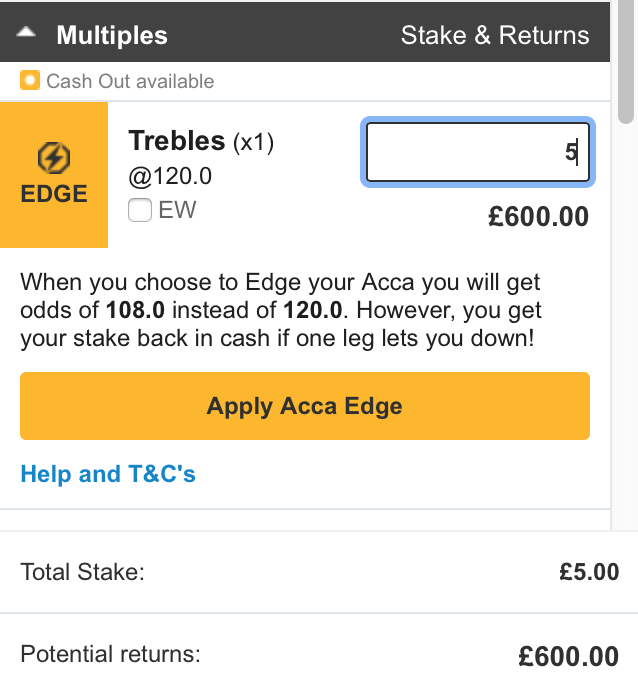 Acca example on horse racing