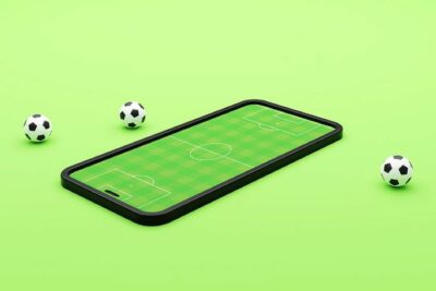Three footballs by mobile phone