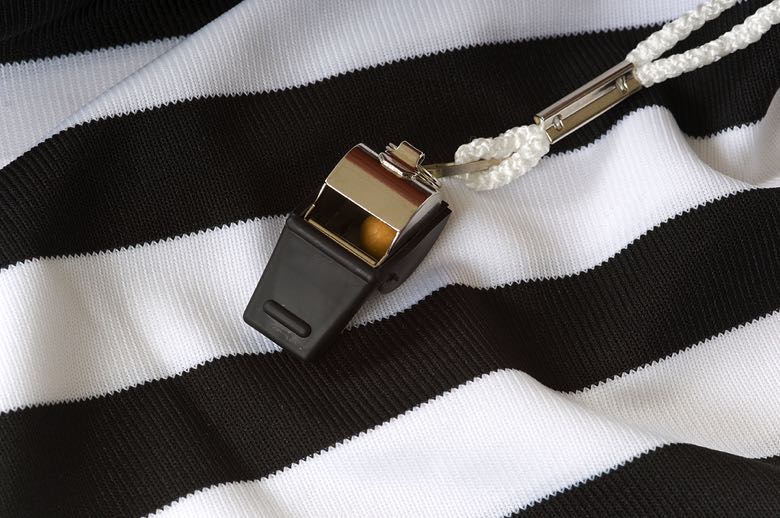 Black & white referee stripes with whistle
