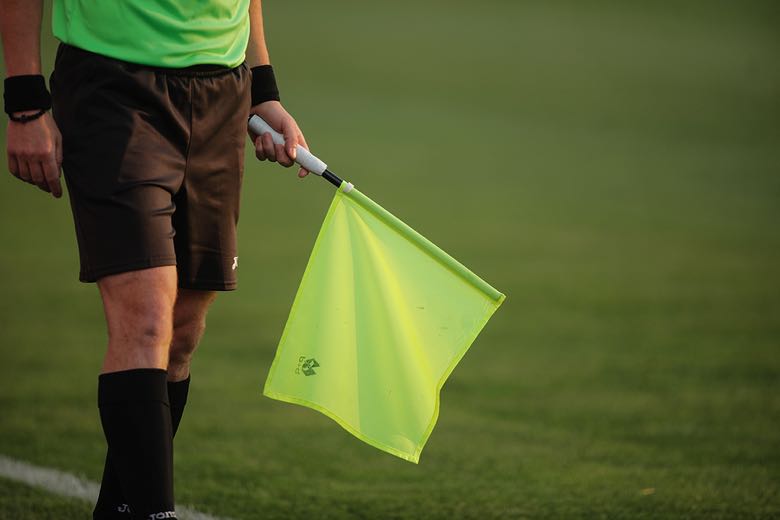 Referee holding yellow flag