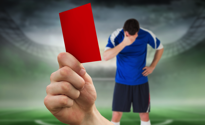 Player given red card