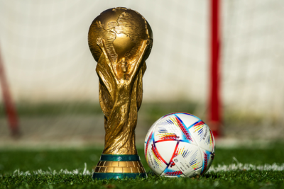 FIFA World Cup trophy and football