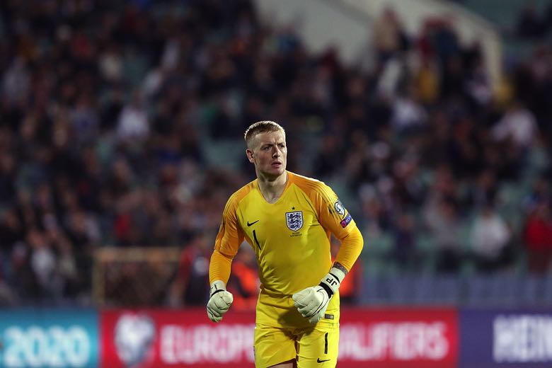 Jordan Pickford playing for England