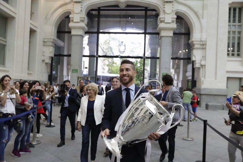 Sergio Ramos holding a trophy
