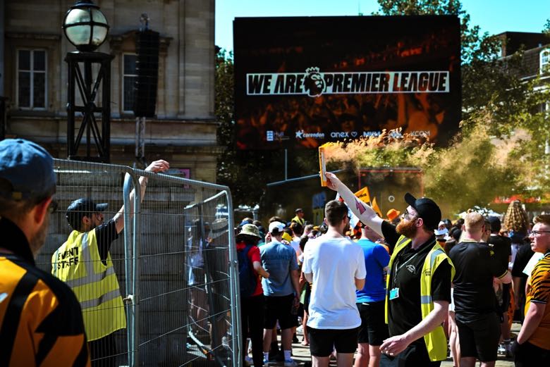 Hull City supporters following Premier League promotion