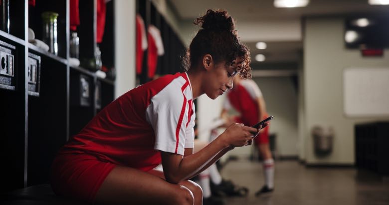 Football player on mobile